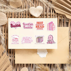 50/52pcs Romance Bookish Spice Reader Stickers Pink Girl Cartoon Decals Aesthetic Decals Phone Laptop Diary Sticker Kids Toys (ONLINE ORDER ONLY)