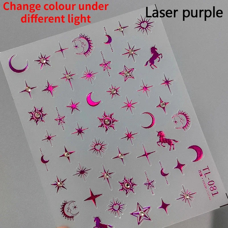 Dreamy Moon Star Cloud Butterfly Starrylight Rhinestone 5D Soft Embossed Relief Nail Art Sticker 3D Decal Decoration Manicure (ONLINE ORDER ONLY)