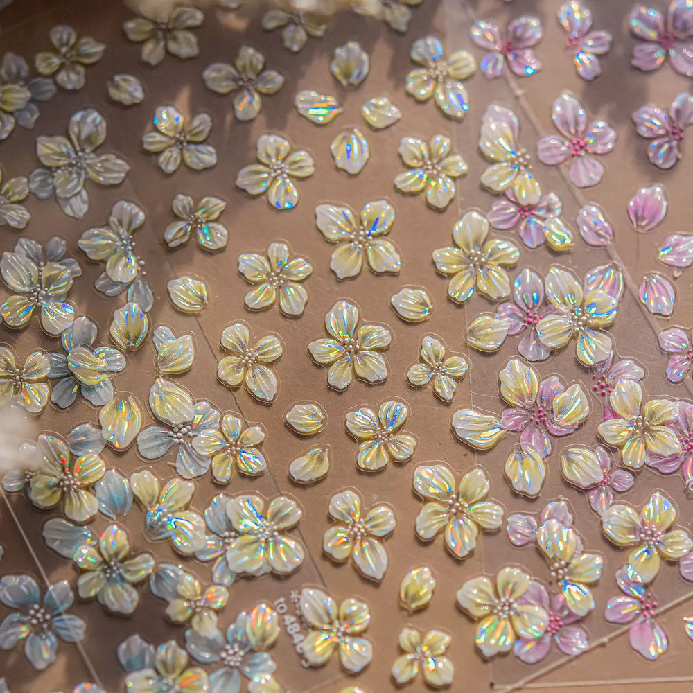 Vigour Crystal Flower Peach Blossom Garden Springtime Petal Self Adhesive Nail Art Stickers Chic Jelly Rhinestone Manicure Decal (ONLINE ORDER ONLY)