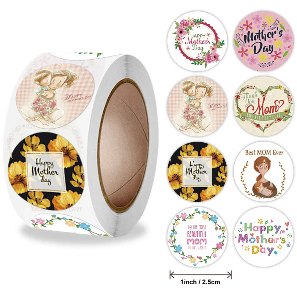 100-500pcs New Round Shape 100pcs Happy Mother's Day Gifts Label Sticker Kraft Happy Birthday Gifts Label Tag (ONLINE ORDER ONLY)