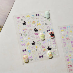 Black Rabbit Bunny Ribbon Bowknot Flower Cake Daisy Dessert Knife Fork Butterfly Self Adhesive Nail Art Stickers Manicure Decals (ONLINE ORDER ONLY)