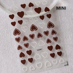 Flat Small Pink Brown Halo Dyeing Love Heart Geometric Leopard Shiny Jelly Chic Embossed Relief Nail Art Stickers Manicure Decal (Online Order Only)