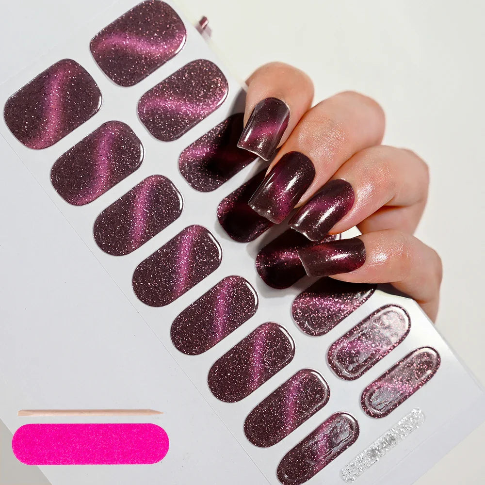 Nude Pink French Semi-Cured Gel Nail Patch Slider Adhesive Waterproof Long Lasting Full Cover Gel Nail Sticker UV Lamp Needed *^ (ONLINE ORDER ONLY)