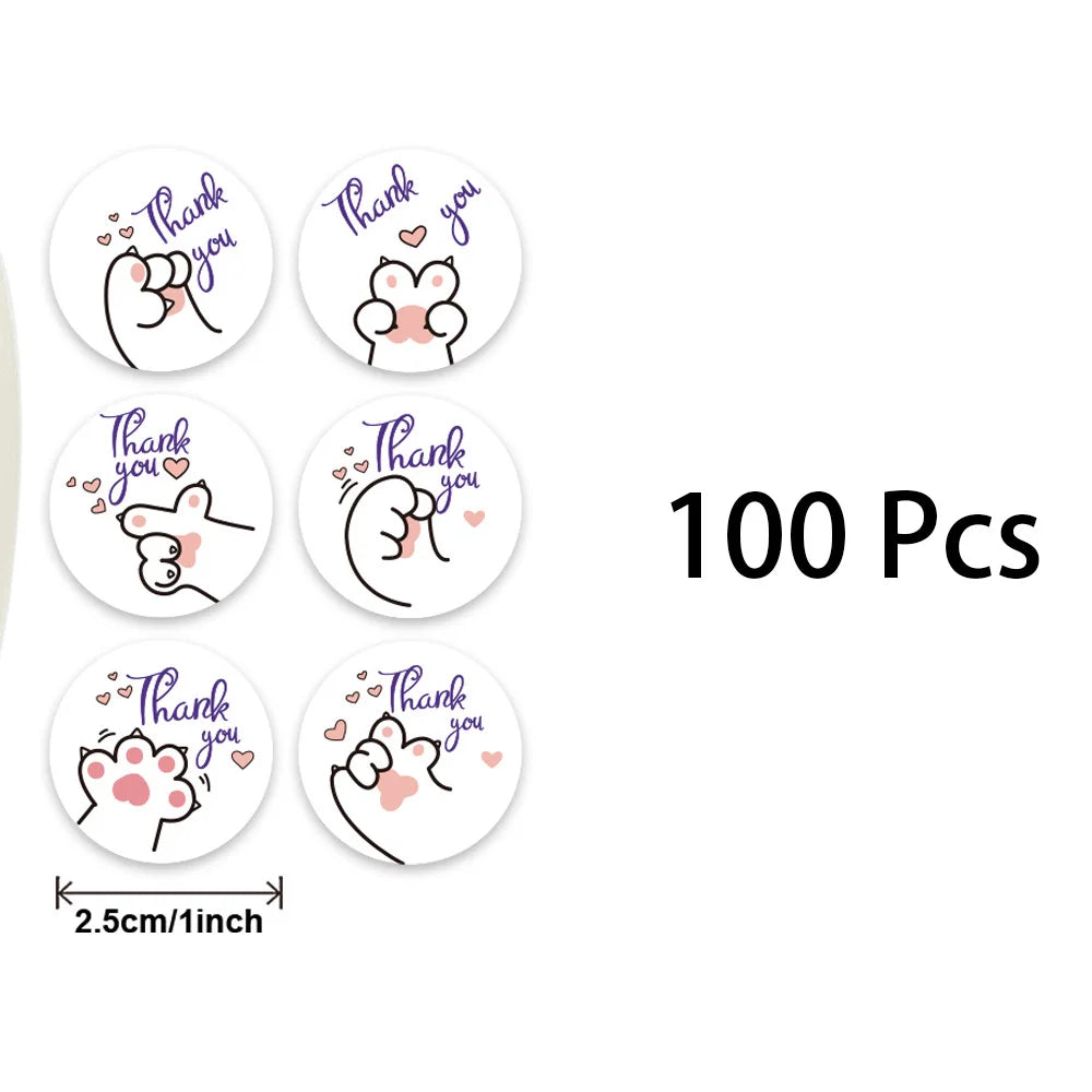 100-500 Pcs New Cartoon Animals Stickers Sealing Labels for Teacher Kids Child Stationery Thank You Business Inch 2.5cm Kawaii (ONLINE ORDER ONLY)
