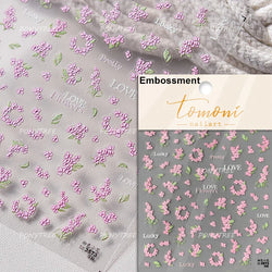 Mini Colourful Flower Black Yellow Petal Wreath 5D Chic Embossed Reliefs Delicate Self Adhesive Nail Art Stickers Manicure Decal (Online Order Only)