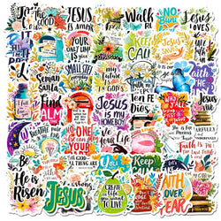 10/50/100Pcs Inspirational Jesus Phrase Christians Religion Bible Stickers Skateboard Graffiti Luggage Phone Motorcycle Sticker (Online Order Only)