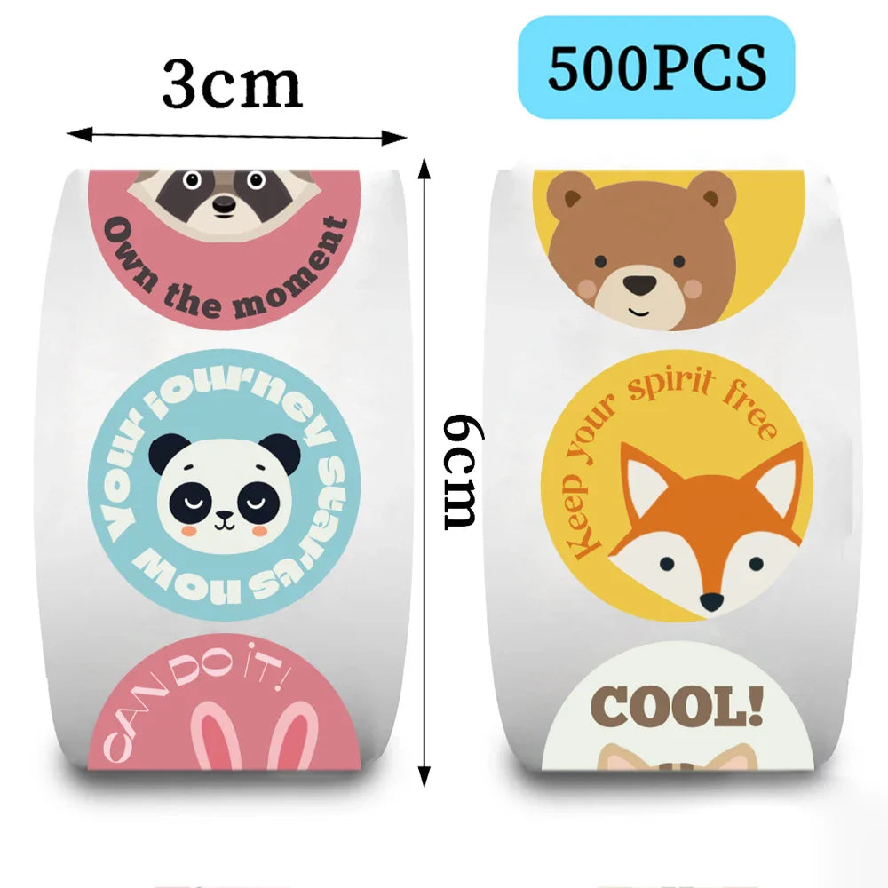 500pcs Reward Encouraging Motivational Phrases Animal Sticker Kindergarten School Students Child Teacher Cartoon Cute Sticker (ONLINE ORDER ONLY)