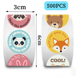 500pcs Reward Encouraging Motivational Phrases Animal Sticker Kindergarten School Students Child Teacher Cartoon Cute Sticker (ONLINE ORDER ONLY)
