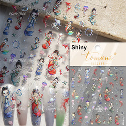 Shiny Mermaid Tail Fish Tail Sea Wave Jelly Spoondrift Shell Starfish Ocean Romantic Delicate Nail Art Stickers Manicure Decals (ONLINE ORDER ONLY)