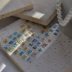 Hot Stamping Colourful Sunflower Starry Night Impressionism Embossment Adhesive Nail Art Sticker Shiny Rhinestone Manicure Decal (Online Order Only)