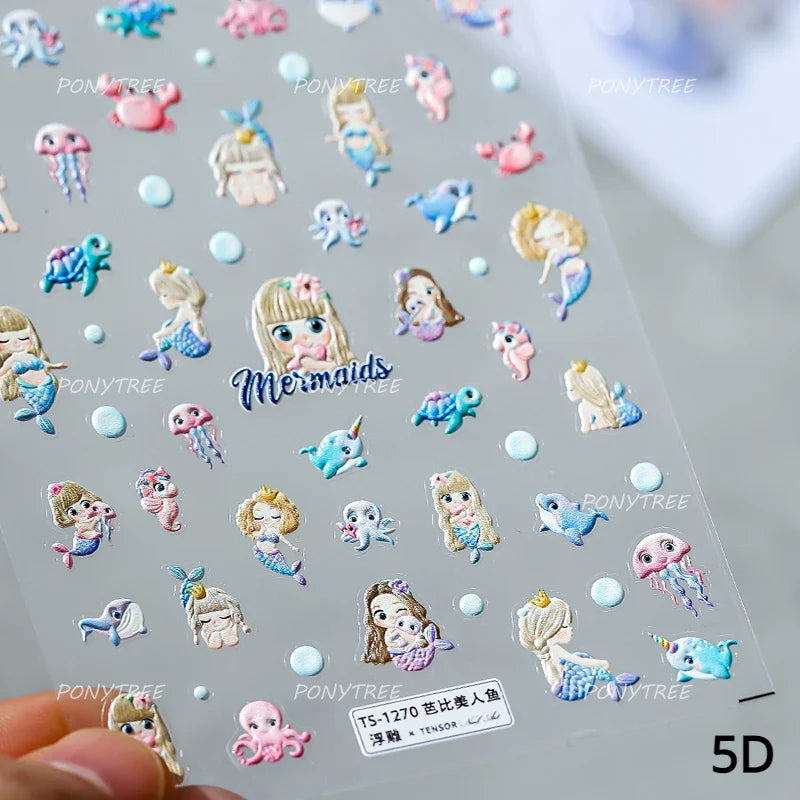 Conch Starfish Shell Beach Fish Star Ocean Colorful Water Bubbles Summer Delicate Self Adhesive Nail Art Stickers Manicure Decal (ONLINE ORDER ONLY)