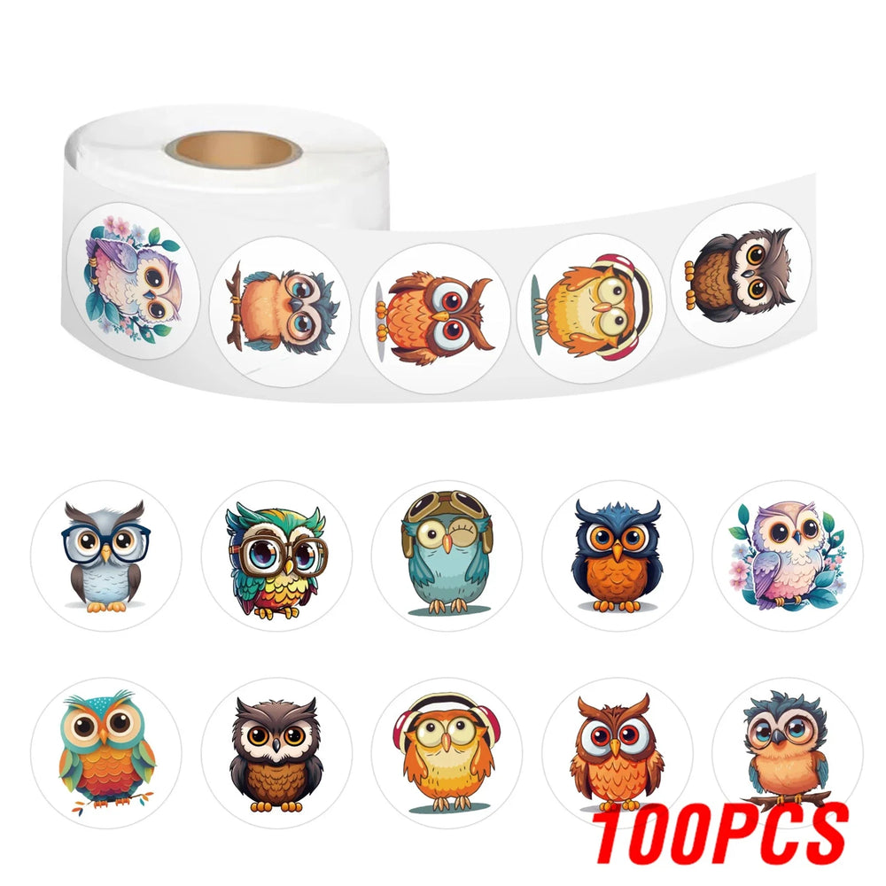 100-500pcs Cute owl Sticker Animals Sticker for Kids Classic Toy Decoration School Teacher Supplies Encouragement Sticker (ONLINE ORDER ONLY)