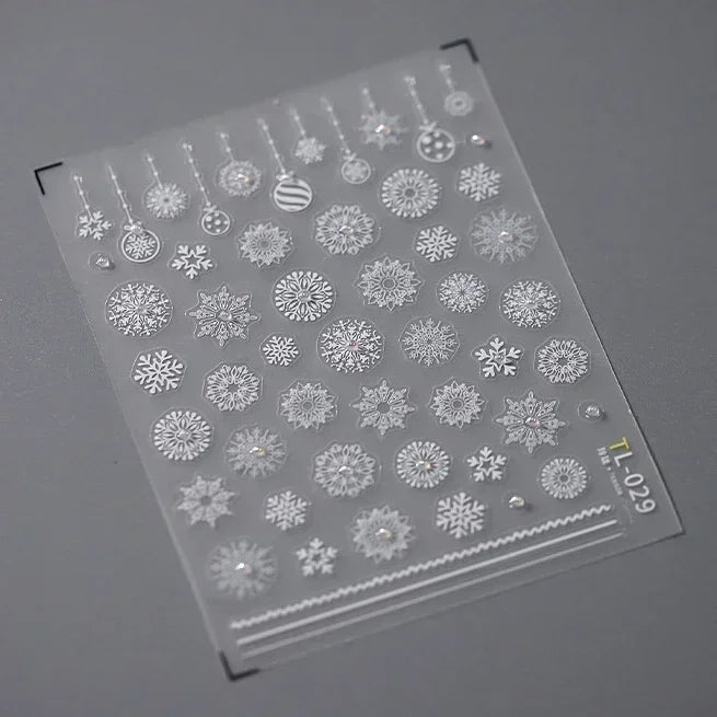 Bronzing Jelly Laser Snowflake Christmas Hot 5D Soft Embossed Relief Self Adhesive Nail Art Decoration Sticker 3D Manicure Decal (ONLINE ORDER ONLY)