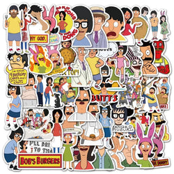 50pcs Bob's Burgers Stickers for Laptop, Phone, Car, Scooter, Suitcase, Water Bottle, Refrigerator (ONLINE ORDER ONLY)