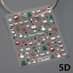 Snowman Apple Stars Gift Bell Snowflake Christmas Tree 3D Jelly Self Adhesive Nail Art Stickers Santa Claus Xmas Manicure Decals (ONLINE ORDER ONLY)