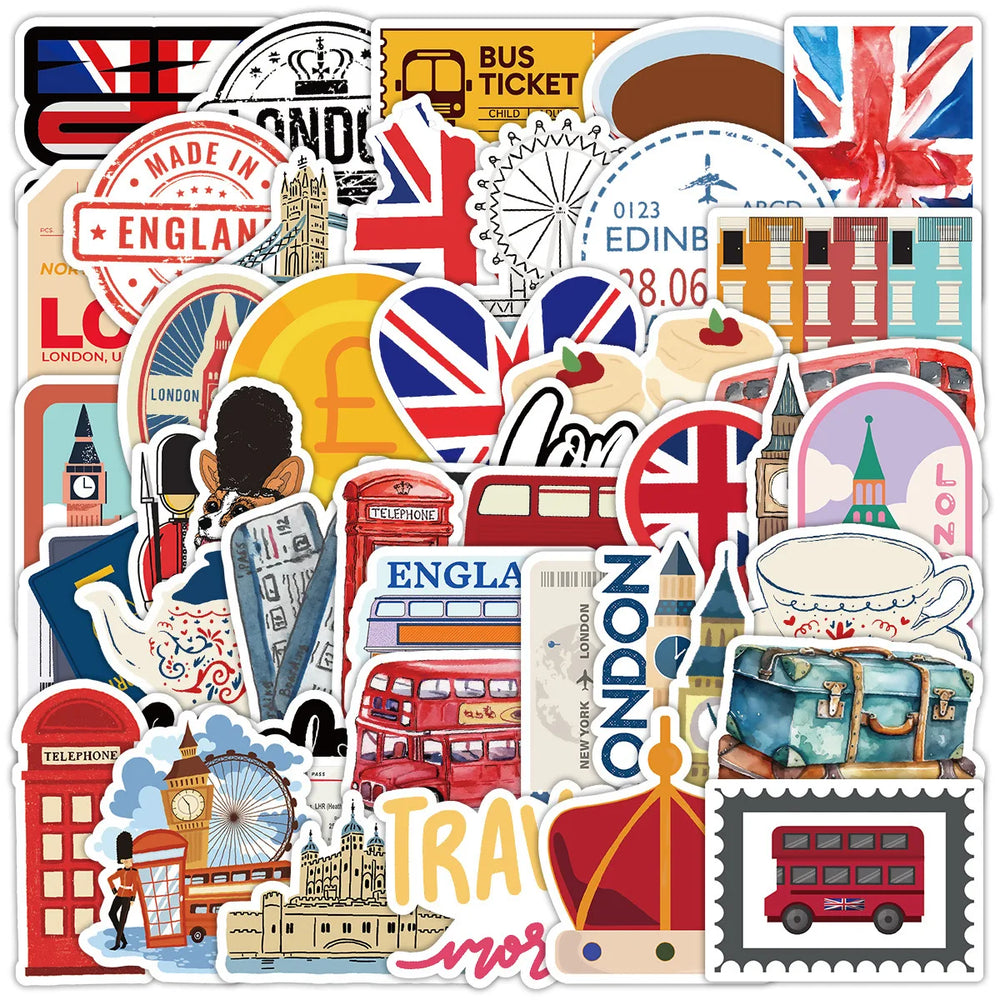 10/50PCS Vintage British London Landscape City Travel Stickers Aesthetic DIY Laptop Motorcycle Guitar Car Waterproof Sticker Toy (ONLINE ORDER ONLY)