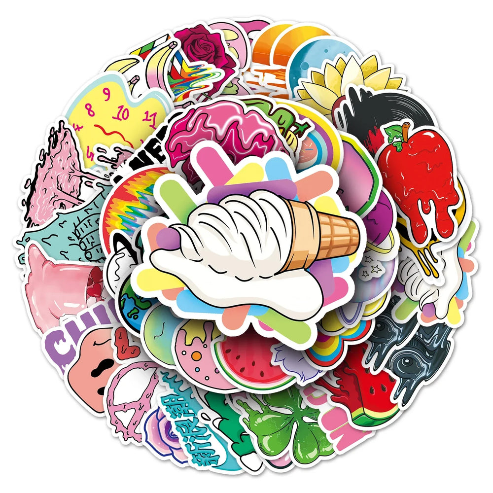 50Pcs Cartoon Waterproof Vinyl Stickers for Skateboard Snowboard (ONLINE ORDER ONLY)