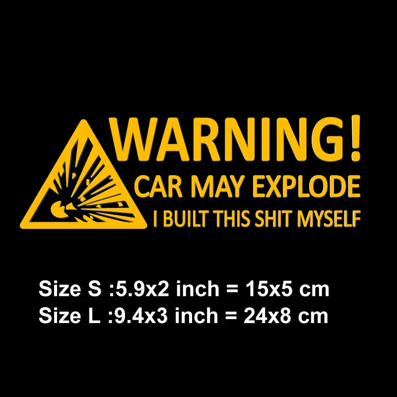 “WARNING! CAR MAY EXPLODE”CREATIVE&FUNNY stickers,high quality sticker for cars trucks motorcycles !For a Unique look! (ONLINE ORDER ONLY)