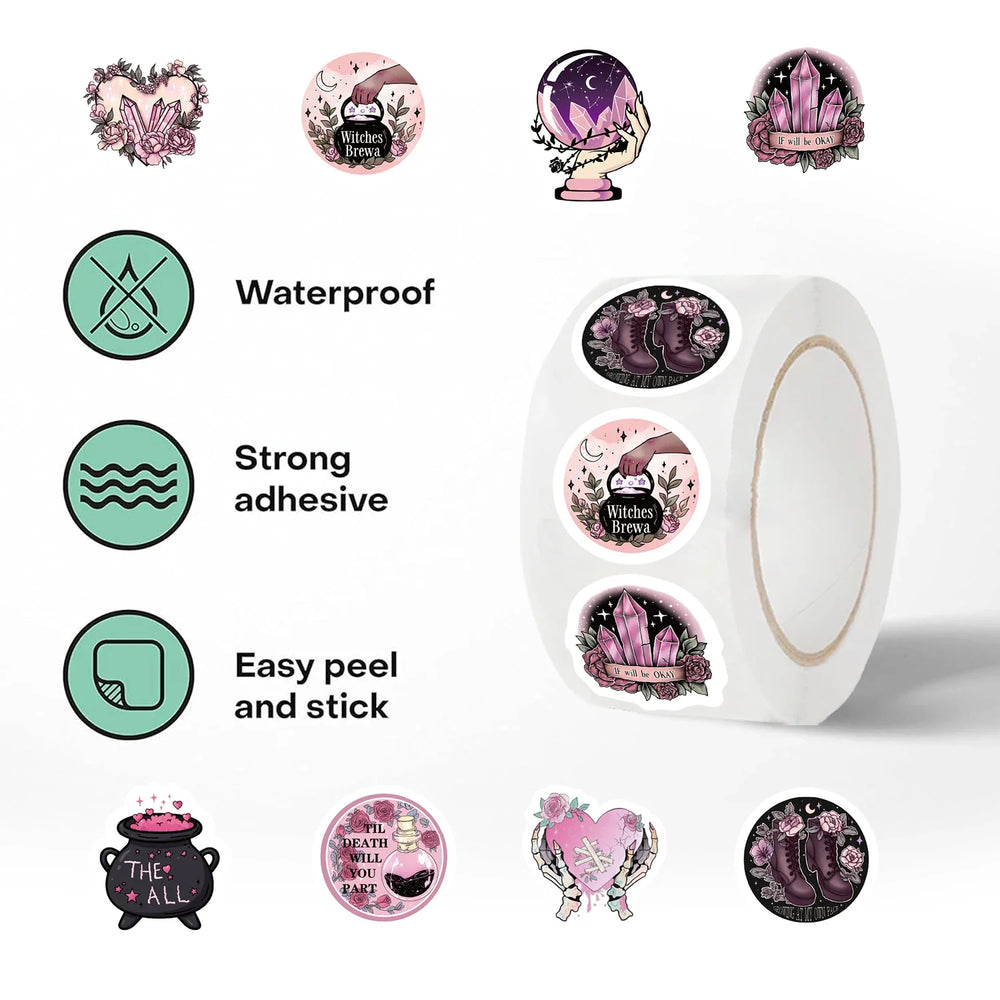 500pcs/roll Reward Pink Gothic Stickers Encourage Stickers for Kids School Teacher Supplies Kids Classic Toy Gifts Sealing Decor (ONLINE ORDER ONLY)