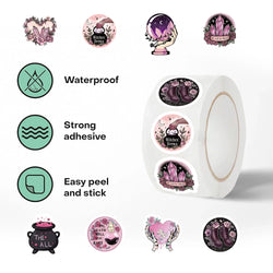 500pcs/roll Reward Pink Gothic Stickers Encourage Stickers for Kids School Teacher Supplies Kids Classic Toy Gifts Sealing Decor (ONLINE ORDER ONLY)