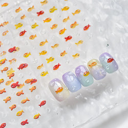 Little Red Fish Jelly Summer Goldfish Carp Ocean Beach Mermaid Sea Shiny Small Koi Soft Relief Nail Art Stickers Manicure Decals (ONLINE ORDER ONLY)