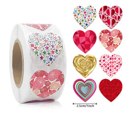 50-500pcs 1inch Red Heart Stickers for Valentine's Day Baking Packaging Sticker Envelope Seals Love Decorative Stickers (Online Order Only)