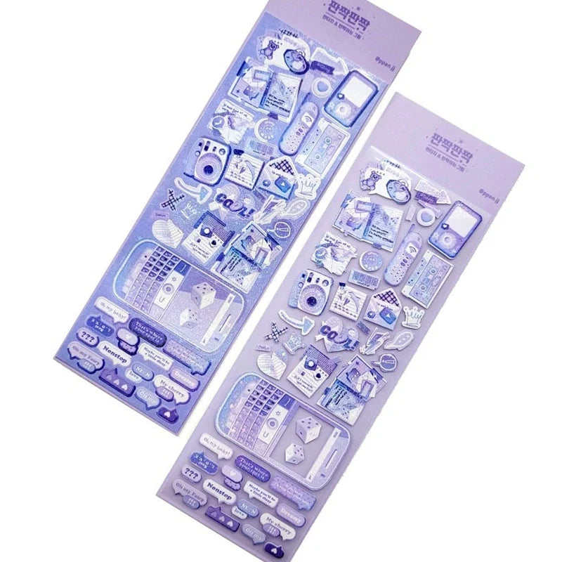 2pcs Korean Retro Phone Dialog Laser Sticker Scrapbooking DIY Album Decoration Sticker Personalized Ins Kawaii Stationery (ONLINE ORDER ONLY)