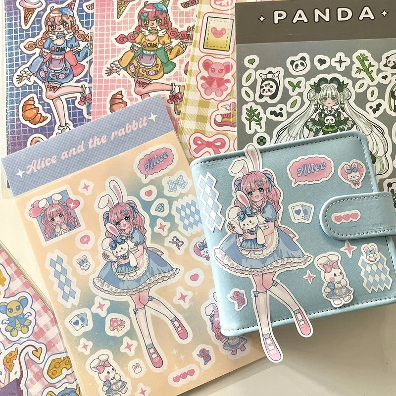 Cute Rabbit Panda Girl Stickers Diary Scrapbooking DIY Album Decoration Sticker Aesthetic Personalized Kawaii Korean Stationery (ONLINE ORDER ONLY)