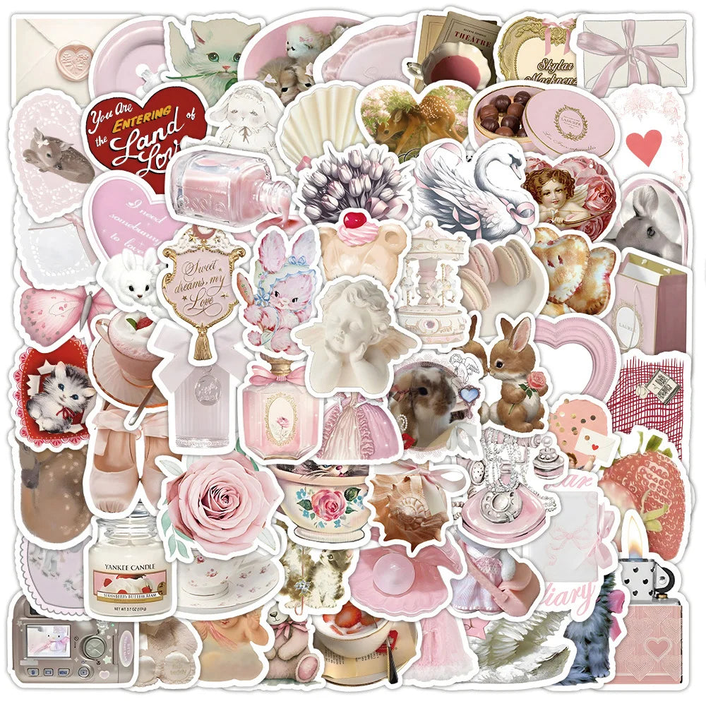 Cute Pink Animal Stickers for Laptop Phone Suitcase Diary Kids Gift (Online Order Only)