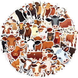 50PCS Cute Cow PVC Sticker Aesthetic DIY Children's Decoration Scrapbooking Korean Stationery School Supplies for Kids (ONLINE ORDER ONLY)