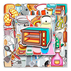10/50PCS Kitchen Supplies Paper Sticker Decoration DIY Diary Notebook Scrapbook Label Sticker Cute Children Stationery Sticker (Online Order Only)