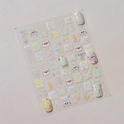 Small Animals Meeting Dog Cat Kitten Bowknot Cherry Butterfly Wreath Paw Star Hat Self Adhesive Nail Art Stickers Manicure Decal (ONLINE ORDER ONLY)