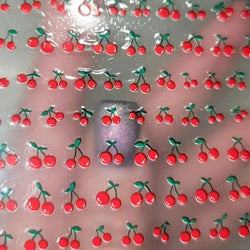1Pc Sweet Cute Fresh Red Cherry Pattern Nail Stickers Self Adhesive Fruit Design Decals Women & Girls Homemade Manicure Supplies (ONLINE ORDER ONLY)