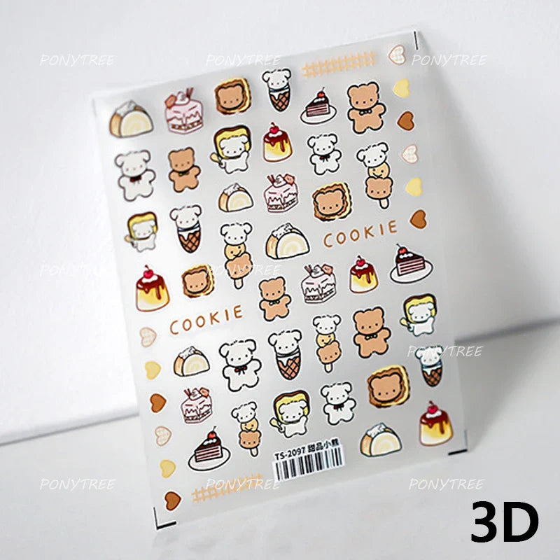 Sweet Cookies Biscuit Snack Delicious Doughnut Savoury Food Bicky Croissant Cheese Pudding Baguette Chic Nail Art Stickers Decal (ONLINE ORDER ONLY)