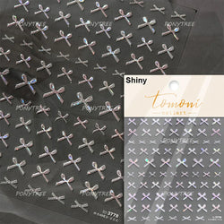 Chic Shiny Lace Pink Black White Bowknot Pearl Rhinestones Charming 3D Self Adhesive Nail Art Decoration Sticker Manicure Decals (Online Order Only)