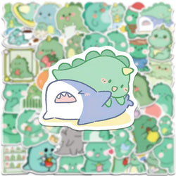 10/30/50PCS Kawaii Green Dinosaur PVC Sticker Aesthetic Korean Children's Decoration Scrapbooking Stationery School Supplies (ONLINE ORDER ONLY)