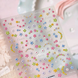 Mini Colourful Flower Black Yellow Petal Wreath 5D Chic Embossed Reliefs Delicate Self Adhesive Nail Art Stickers Manicure Decal (Online Order Only)