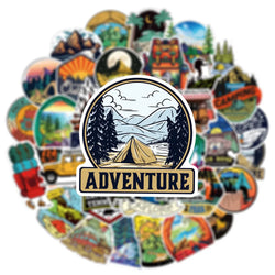 10/30/50/100pcs Outdoor Hiking Camping Stickers Cartoon Decal Skateboard Phone Laptop Car Luggage Bike Cool Waterproof Sticker (Online Order Only)