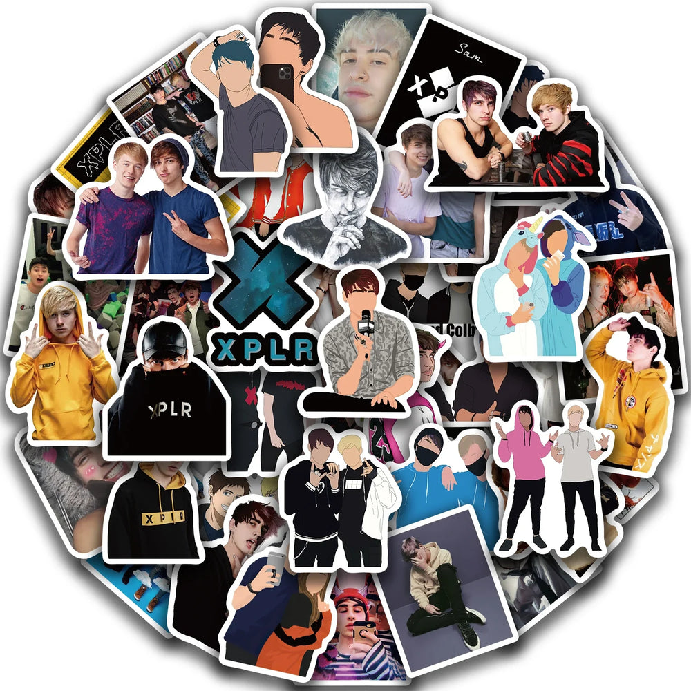 50pcs Sam and Colby Graffiti Stickers For Suitcase Skateboard Laptop Luggage Phone Car Styling DIY Sticker Decals (ONLINE ORDER ONLY)