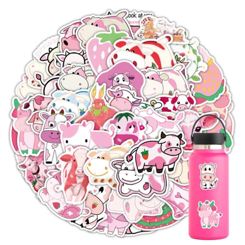 10/50/60PCS Milk Cow Sticker Laptop Stationery Scrapbook Cute Sticker Aesthetic Scrapbook Materials Craft Supplies Children (ONLINE ORDER ONLY)
