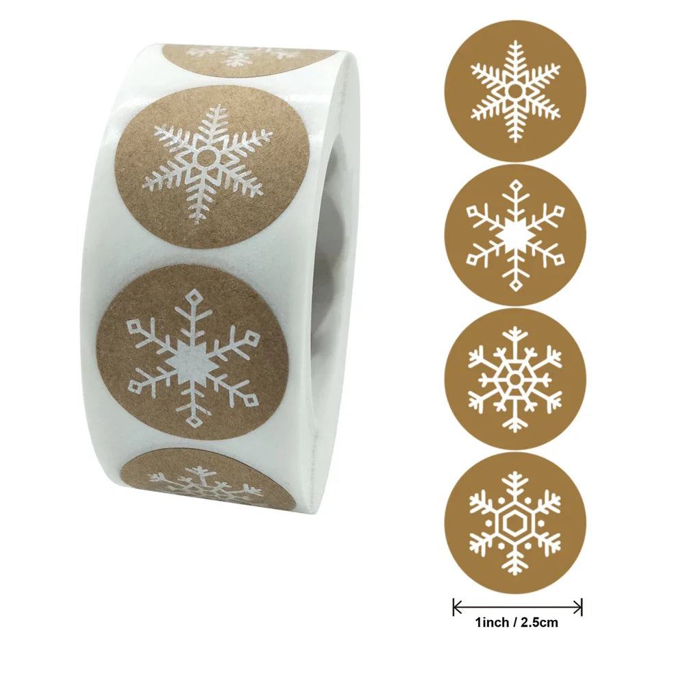 100-500pcs Round Christmas Stickers 6 Styles Snowflake Holiday Sticker Halloween Cute Lable For Scrapbooking Stationery Sticker (Online Order Only)