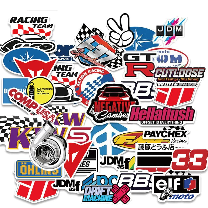 10/20/50/100pcs Cool JDM Stickers Auto Car Modify Motorcycle Scooter Bike Skateboard Laptop Graffiti Vinyl Decals Sticker Bomb (Online Order Only)