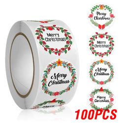100-500pcs Merry Christmas Santa Claus Labels Stickers for Gift Package Card Envelope Wrapping Party Baking Small Business (Online Order Only)
