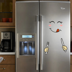 Funny Eating Smiley Face Kitchen Room Stickers Refrigerator Creative Stickers Decoration High Quality Creative Dining Sticker (Online Order Only)