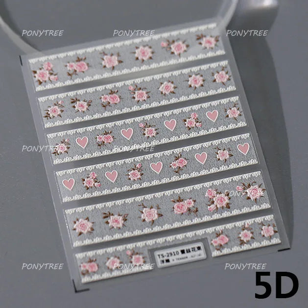 Watercolor Style Rose Flower Colored Rosa Chinensis 3D 5D Flat Reliefs Charming Self Adhesive Nail Art Stickers Manicure Decals (ONLINE ORDER ONLY)