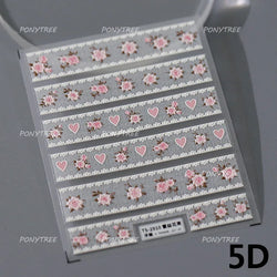 Watercolor Style Rose Flower Colored Rosa Chinensis 3D 5D Flat Reliefs Charming Self Adhesive Nail Art Stickers Manicure Decals (ONLINE ORDER ONLY)