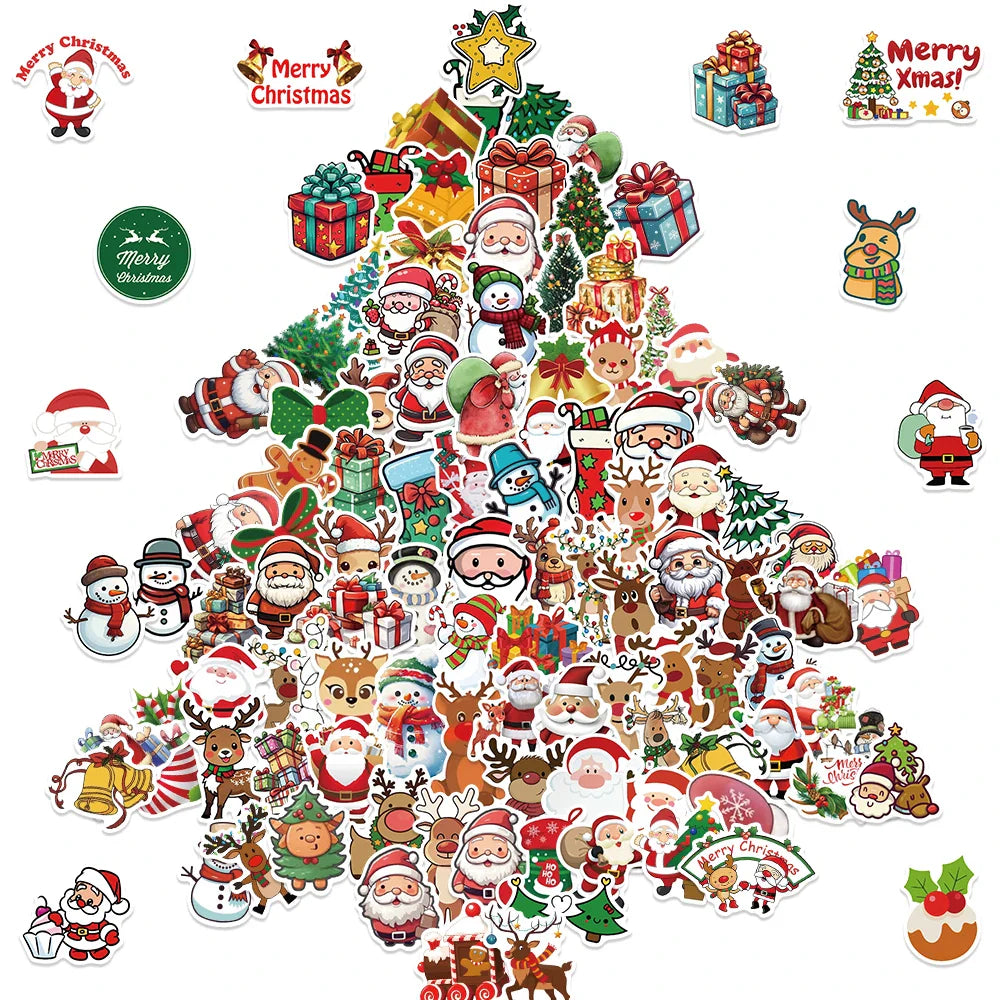 Merry Christmas Gift Stickers 50/100/200PCS Decorative DIY Self-Adhesive Party Decals (Online Order Only)