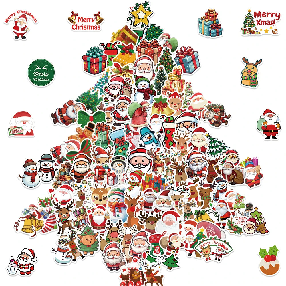 Merry Christmas Gift Stickers 50/100/200PCS Decorative DIY Self-Adhesive Party Decals (Online Order Only)