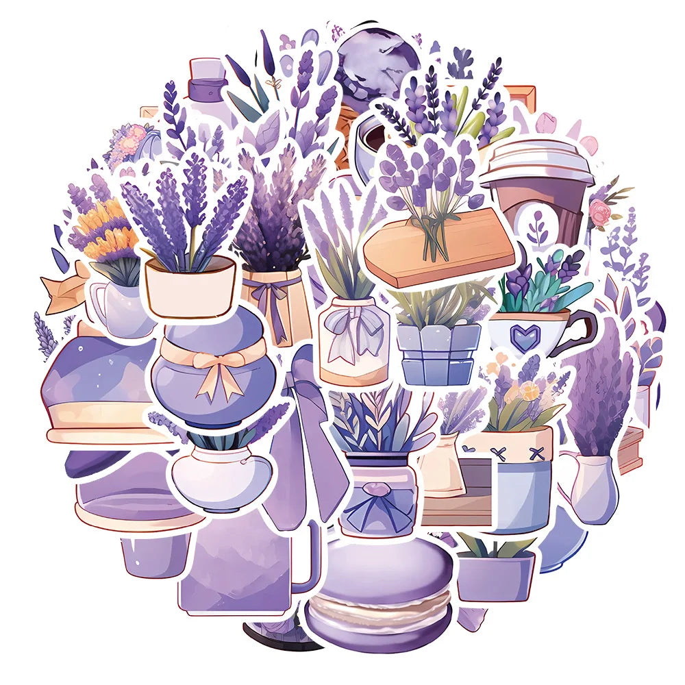 Lavender Cartoon Graffiti Stickers 10/30/50Pcs for Laptop Car Fridge Snowboard DIY Vinyl (Online Order Only)