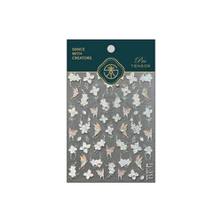 White Flower Colourful Butterfly Pearl Petal Beautiful Garden Charming Plant 5D Self Adhesive Nail Art Stickers Manicure Decals (ONLINE ORDER ONLY)